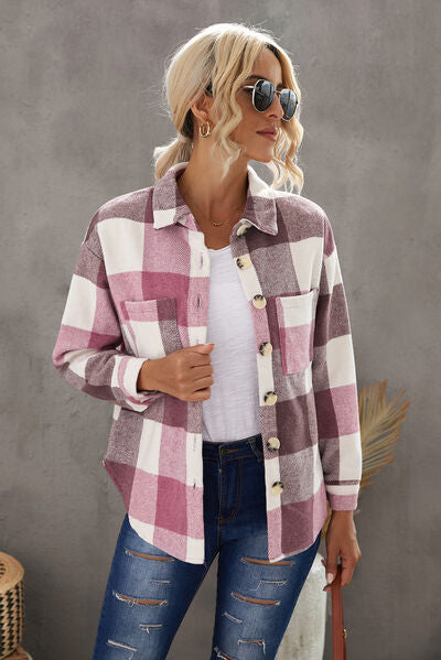 Kath - Veste boutonnée à carreaux avec épaules tombantes