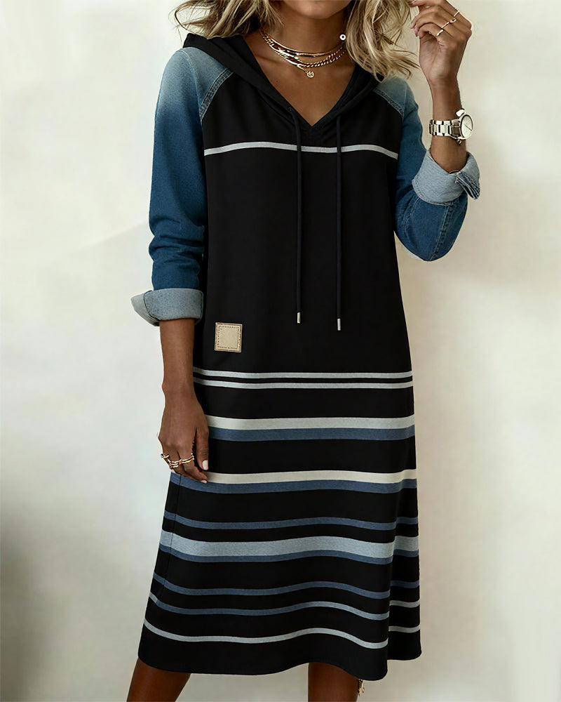 Ceralyn - Robe patchwork à capuche
