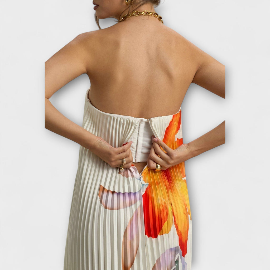 Michelle - Robe longue à fleurs orange