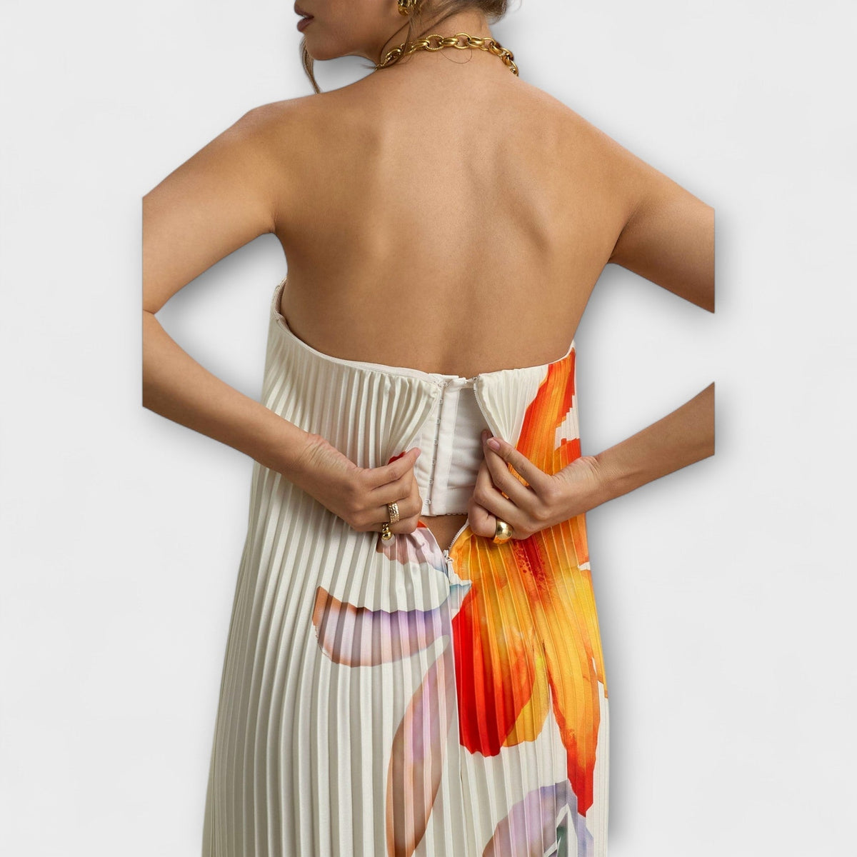 Michelle - Robe longue à fleurs orange