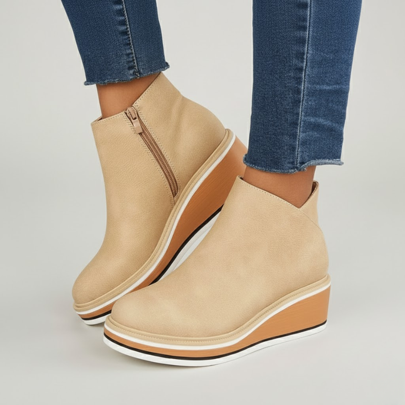Lorelei - Bottes compensées orthopédiques en cuir