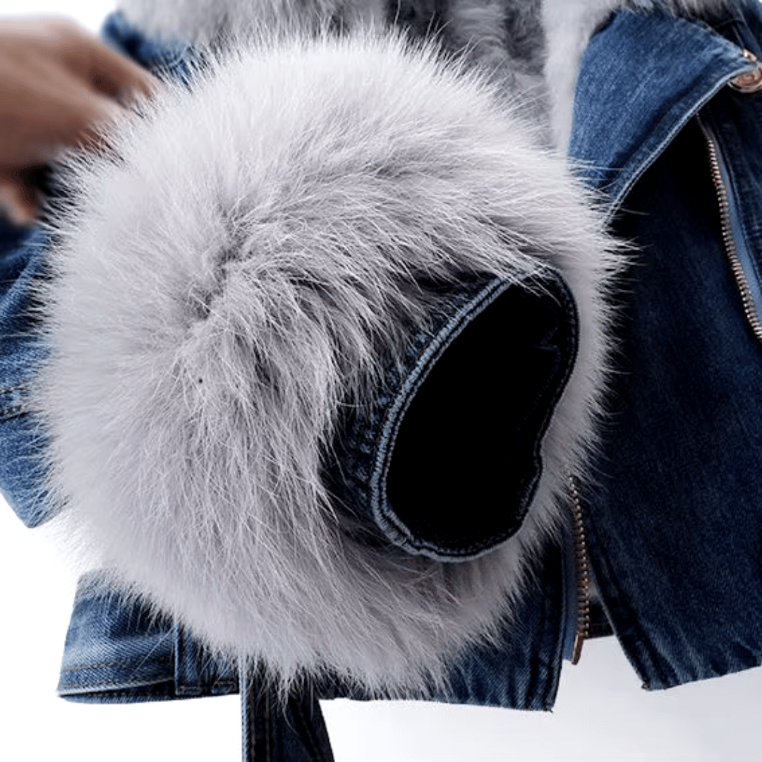 Livia - Veste classique en fourrure de denim