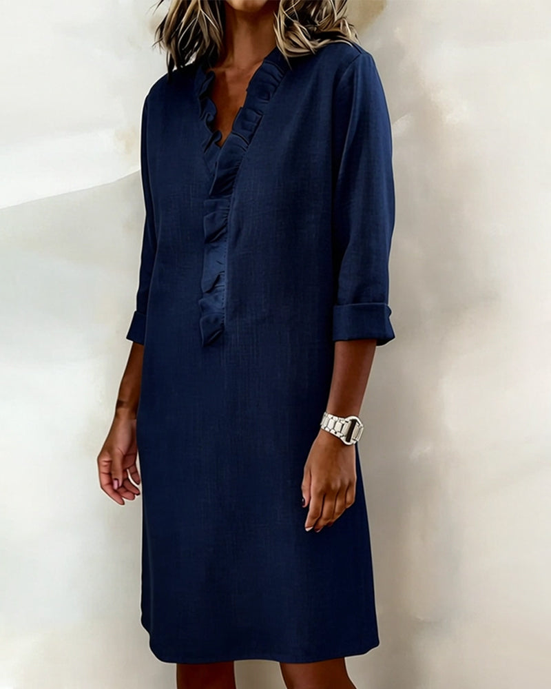 Dorelle - Robe droite légère à volants en mélange de lin