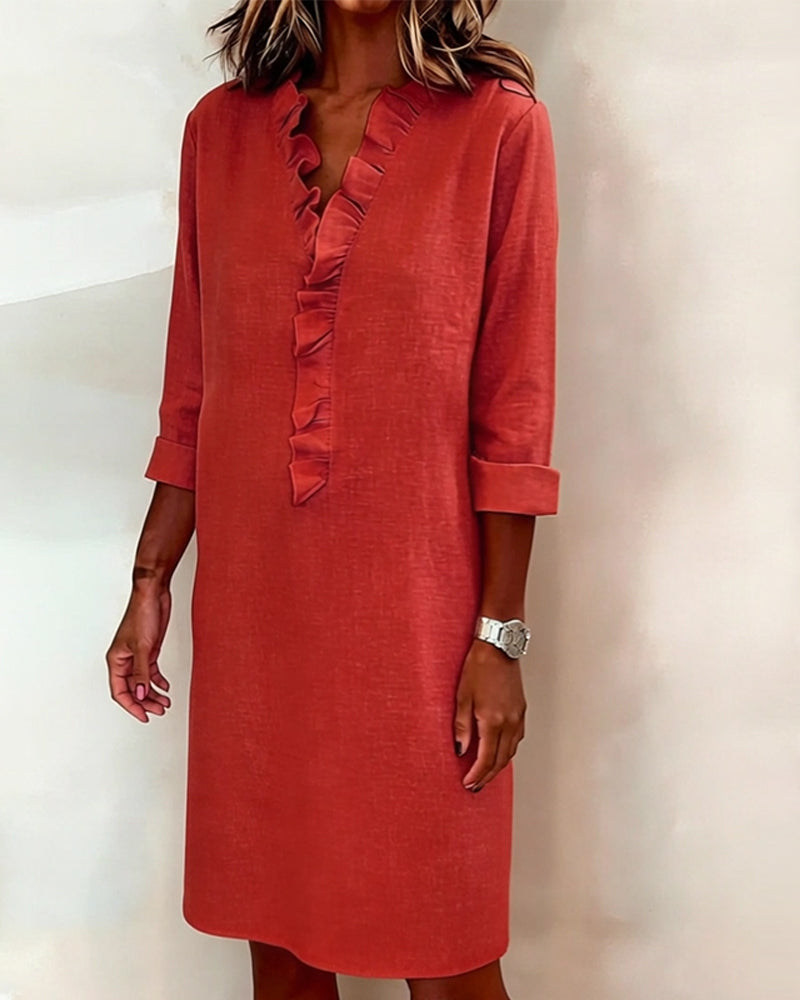 Dorelle - Robe droite légère à volants en mélange de lin