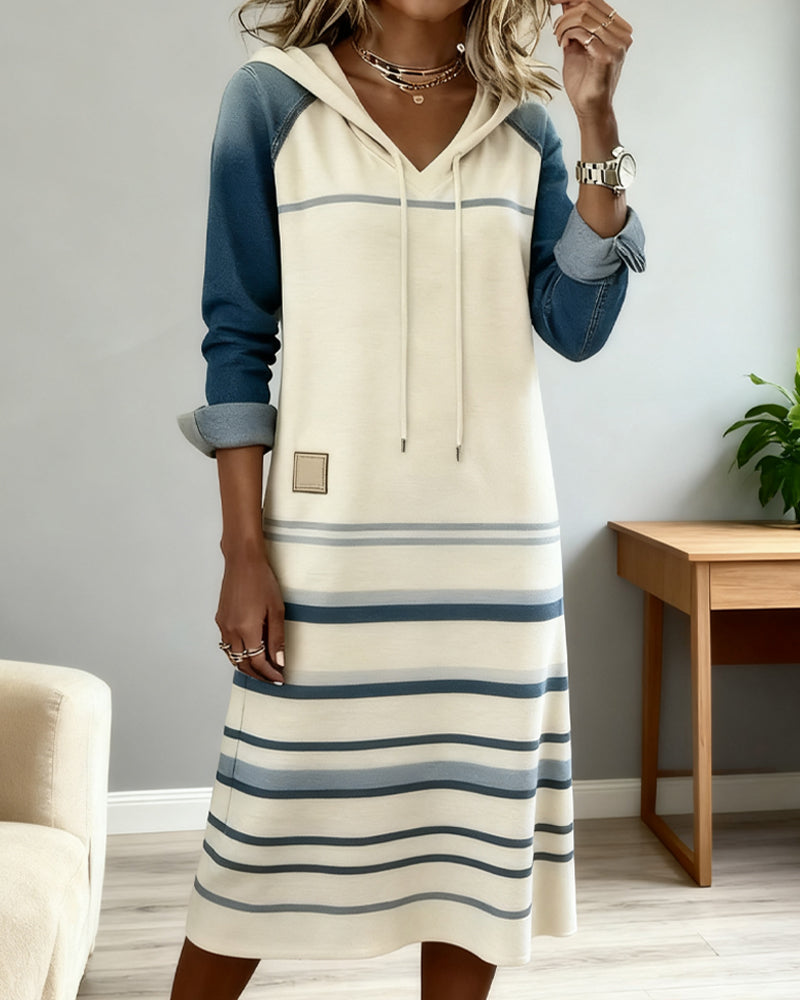 Ceralyn - Robe patchwork à capuche
