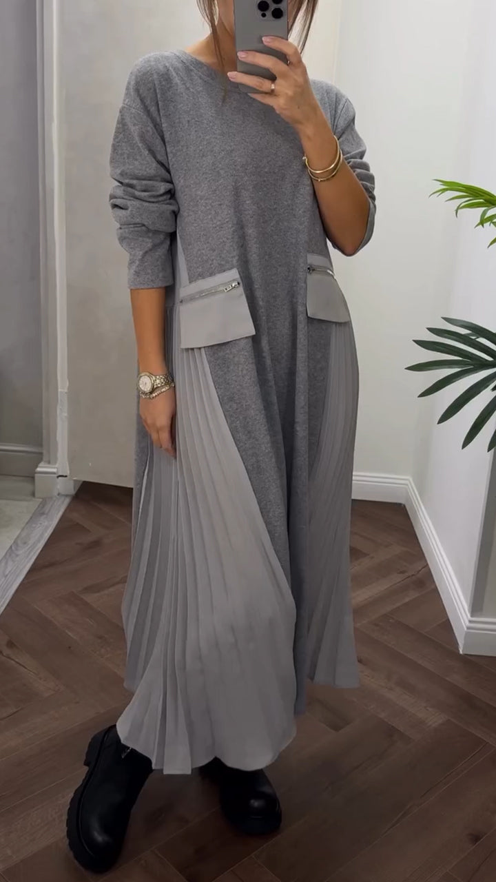 Celestine - Robe plissée à col rond