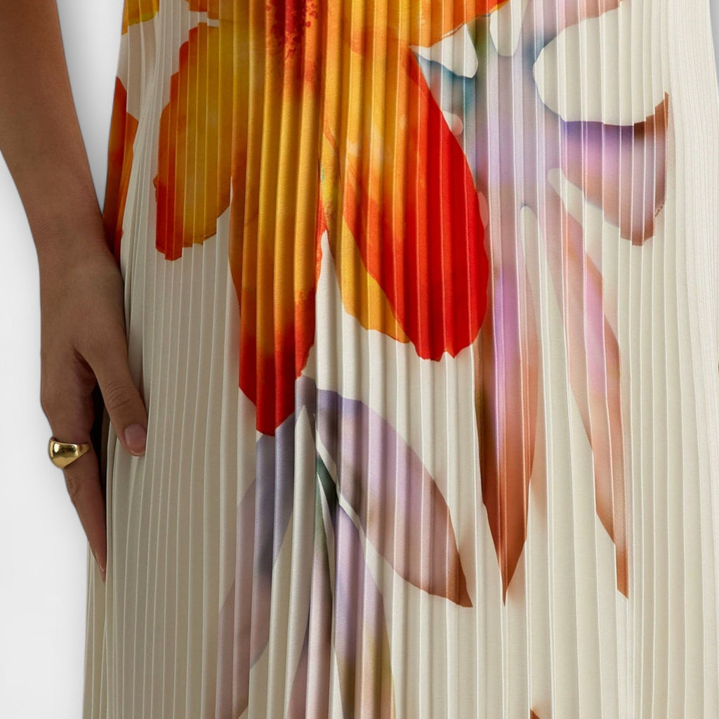 Michelle - Robe longue à fleurs orange