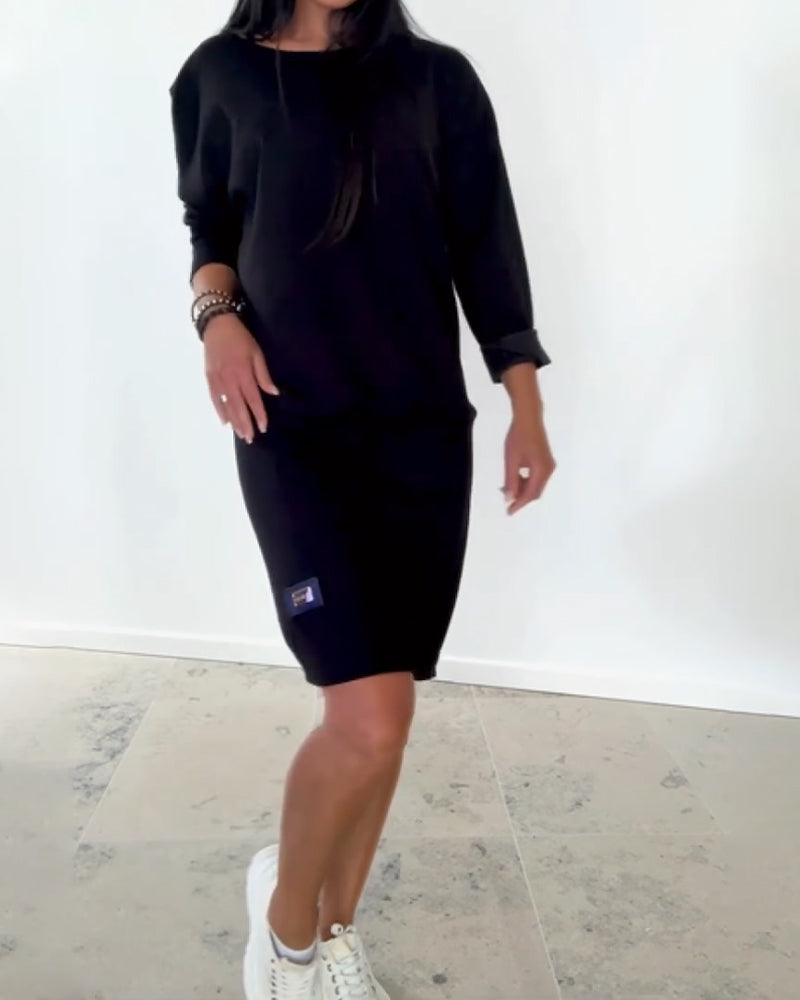 Clemence - Robe droite à manches longues