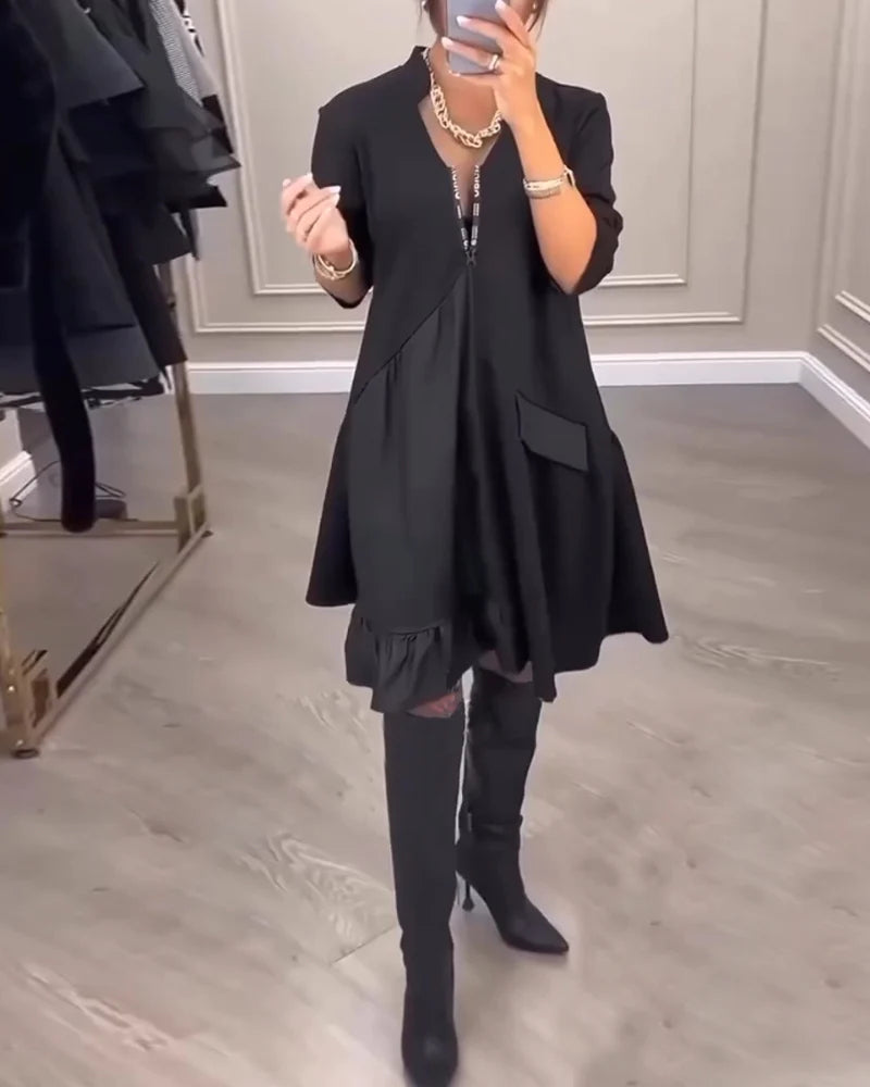 Coralie - Robe trapèze à col en V