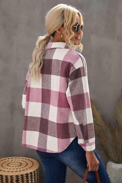 Kath - Veste boutonnée à carreaux avec épaules tombantes