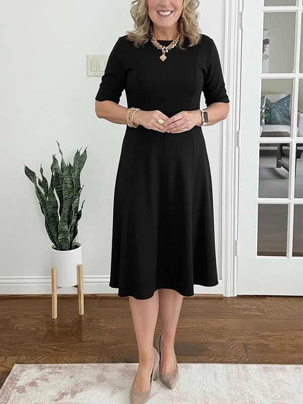 Lorraine - Robe midi évasée à col rond