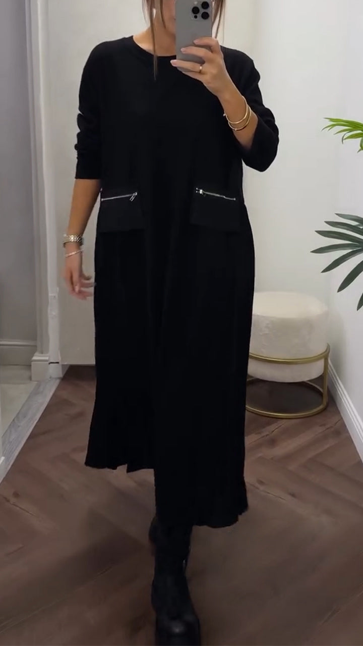 Celestine - Robe plissée à col rond