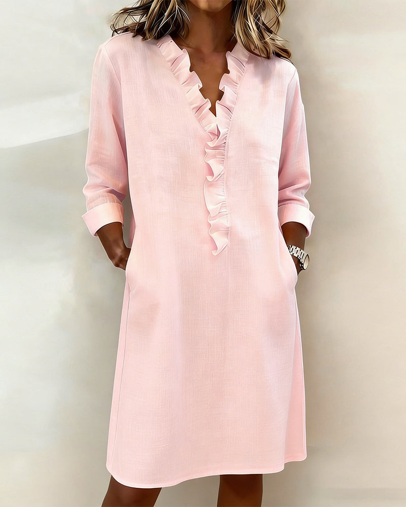 Dorelle - Robe droite légère à volants en mélange de lin