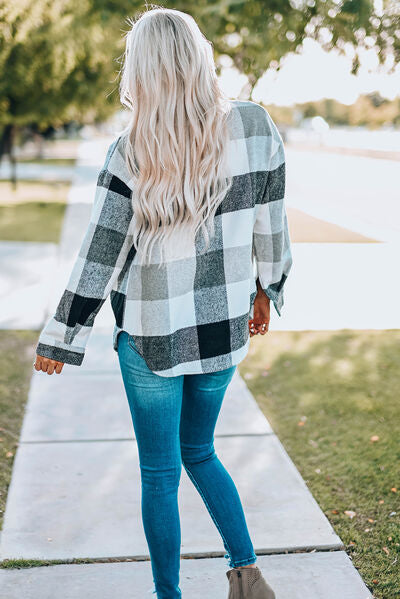 Kath - Veste boutonnée à carreaux avec épaules tombantes
