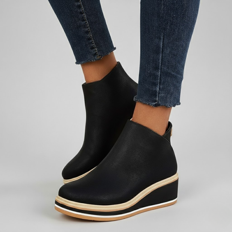 Lorelei - Bottes compensées orthopédiques en cuir