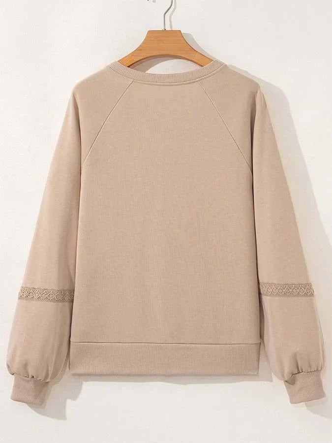 Sam - Sweat-shirt décontracté en dentelle ample et patchwork