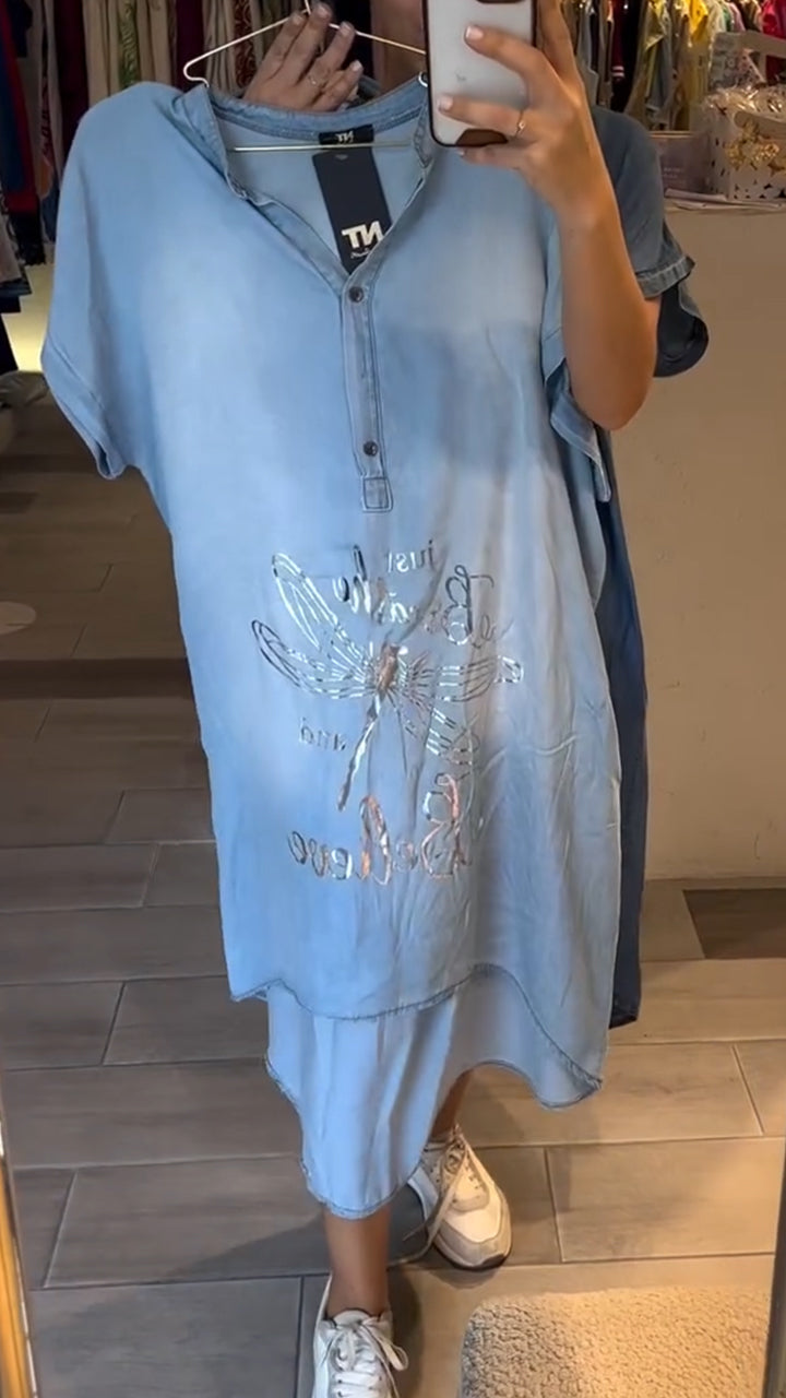 Amandine - Robe en jean boutonnée