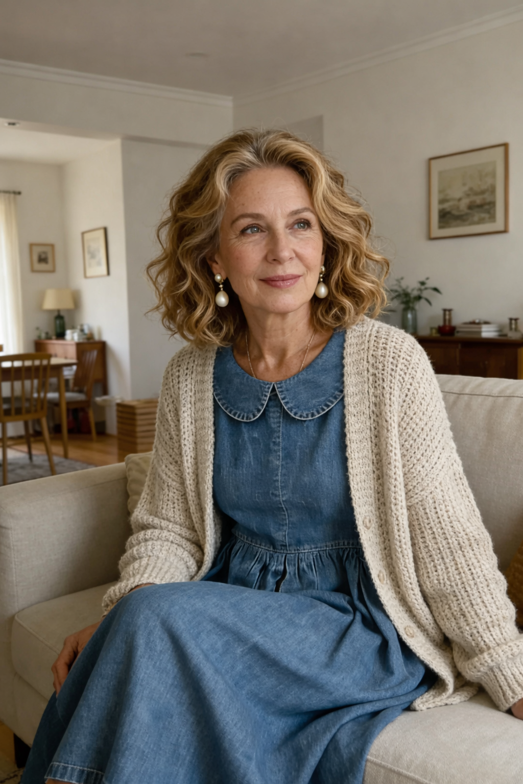 Clara - Robe en jean à col claudine
