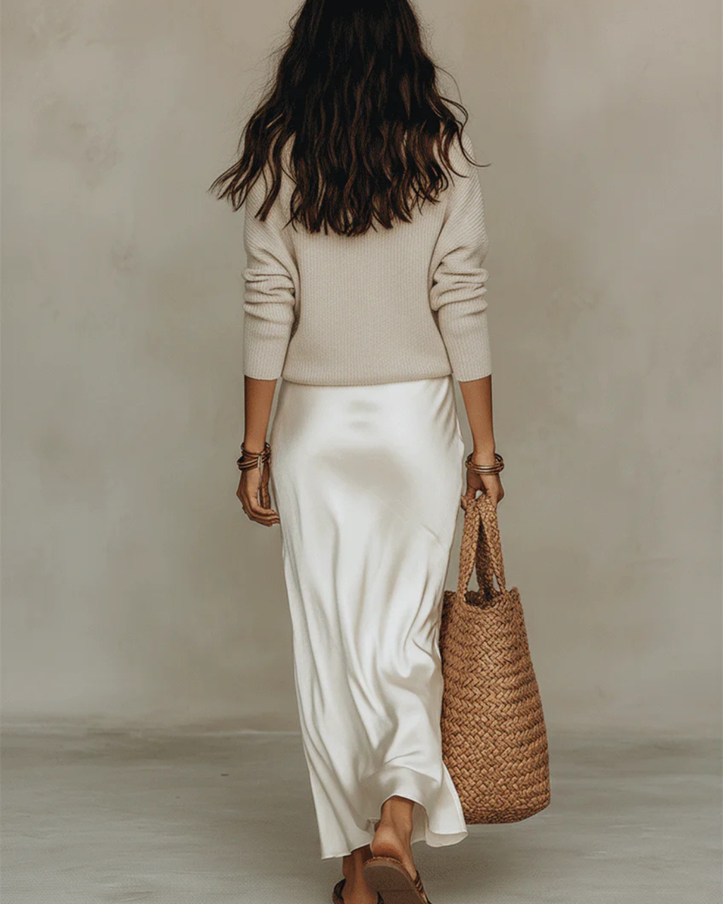 Odette - Ensemble robe et pull en satin