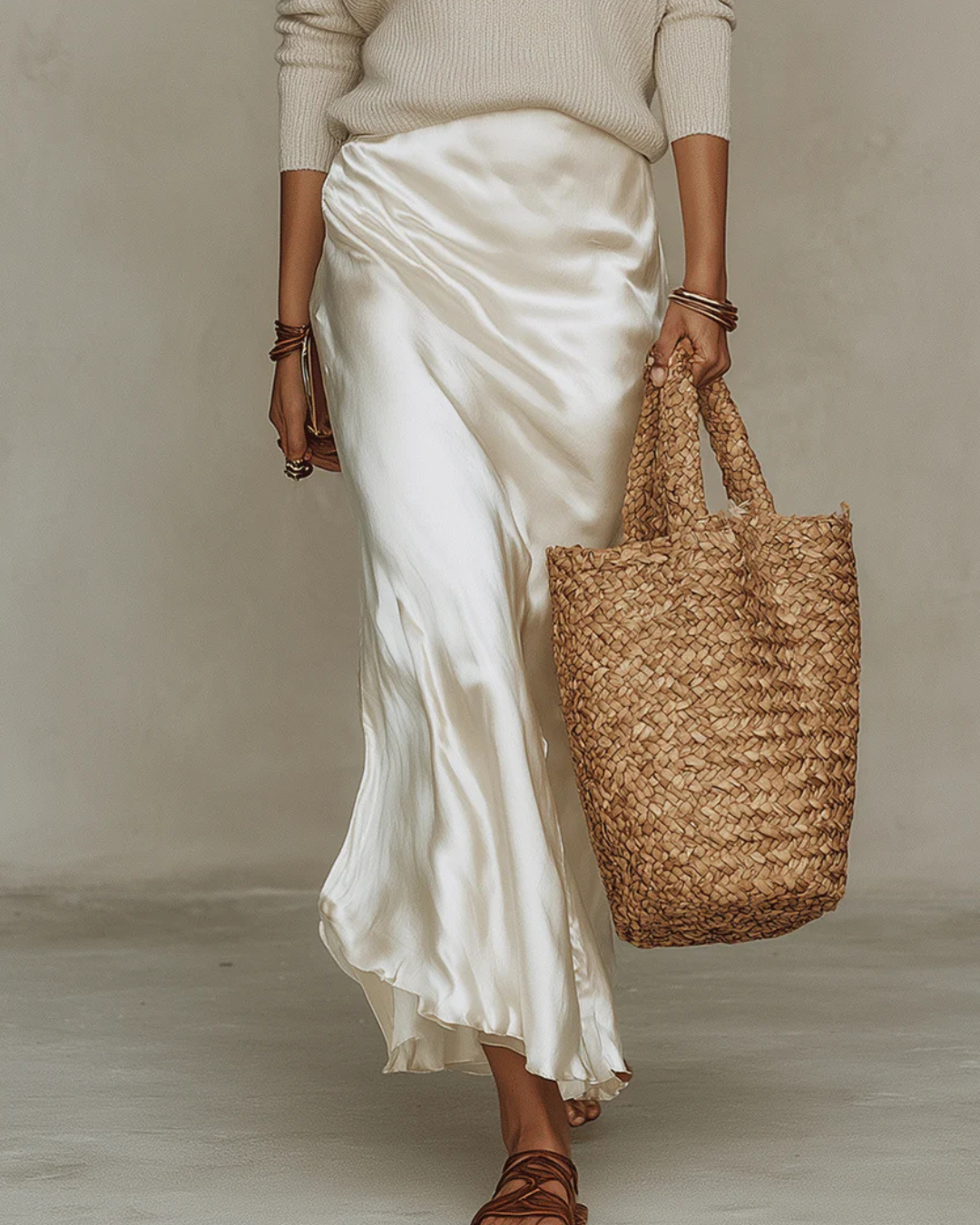 Odette - Ensemble robe et pull en satin