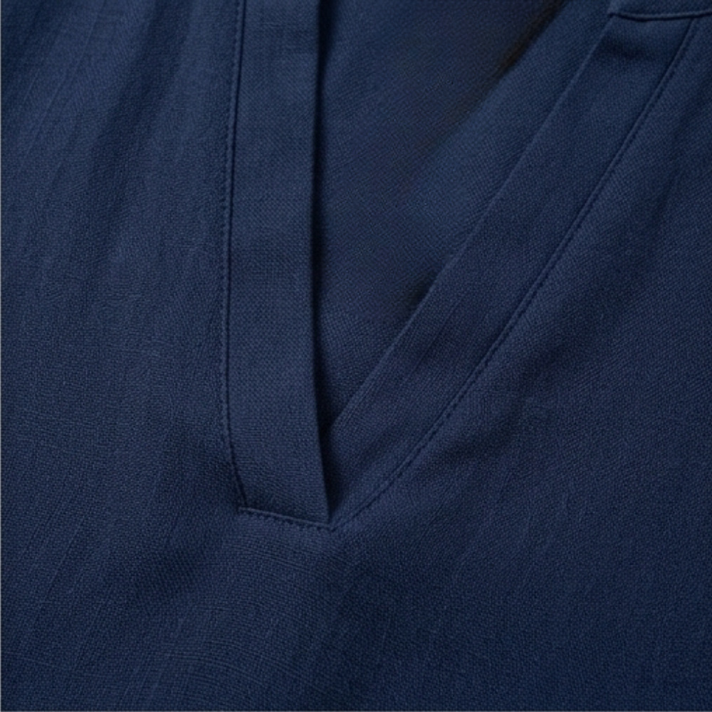 Wovena - Blouse légère à col en V et ourlet incurvé