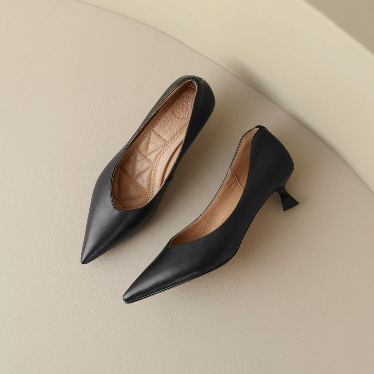Camille - Escarpins à bout pointu et talons chaton bas, chaussures à enfiler