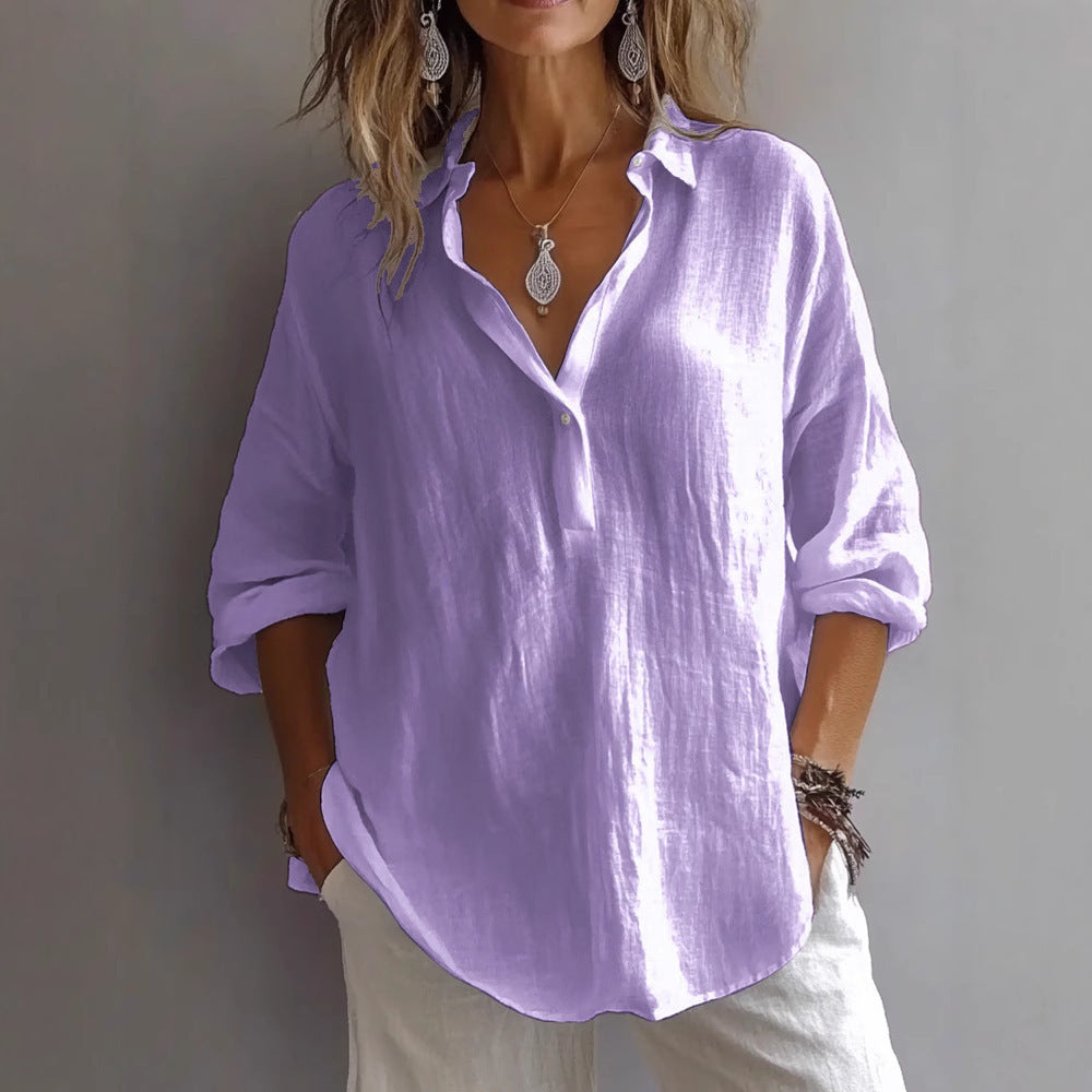 FRAN - Blouse chic col v haut classique col v