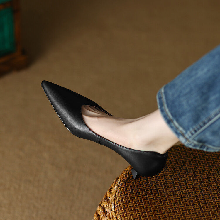 Camille - Escarpins à bout pointu et talons chaton bas, chaussures à enfiler