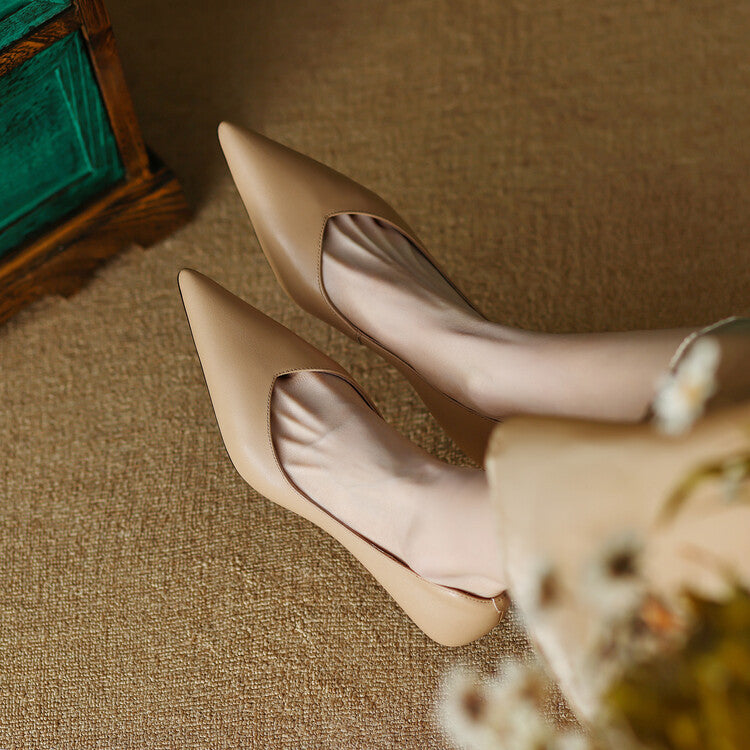 Camille - Escarpins à bout pointu et talons chaton bas, chaussures à enfiler