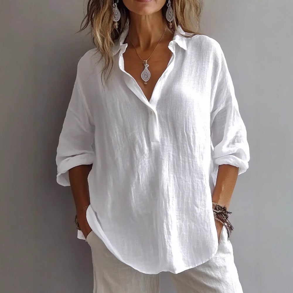 FRAN - Blouse chic col v haut classique col v