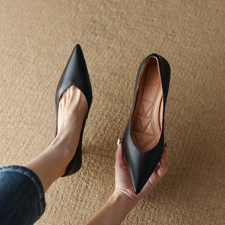 Camille - Escarpins à bout pointu et talons chaton bas, chaussures à enfiler