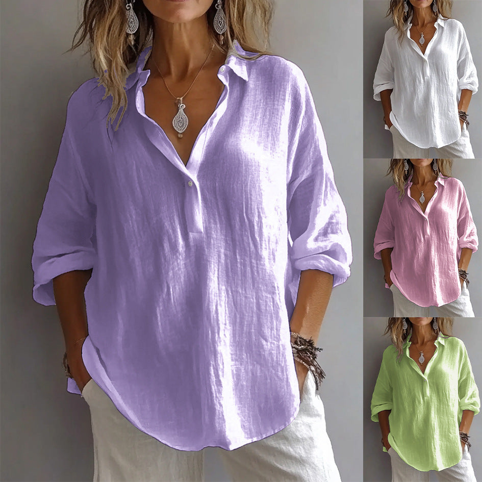 FRAN - Blouse chic col v haut classique col v