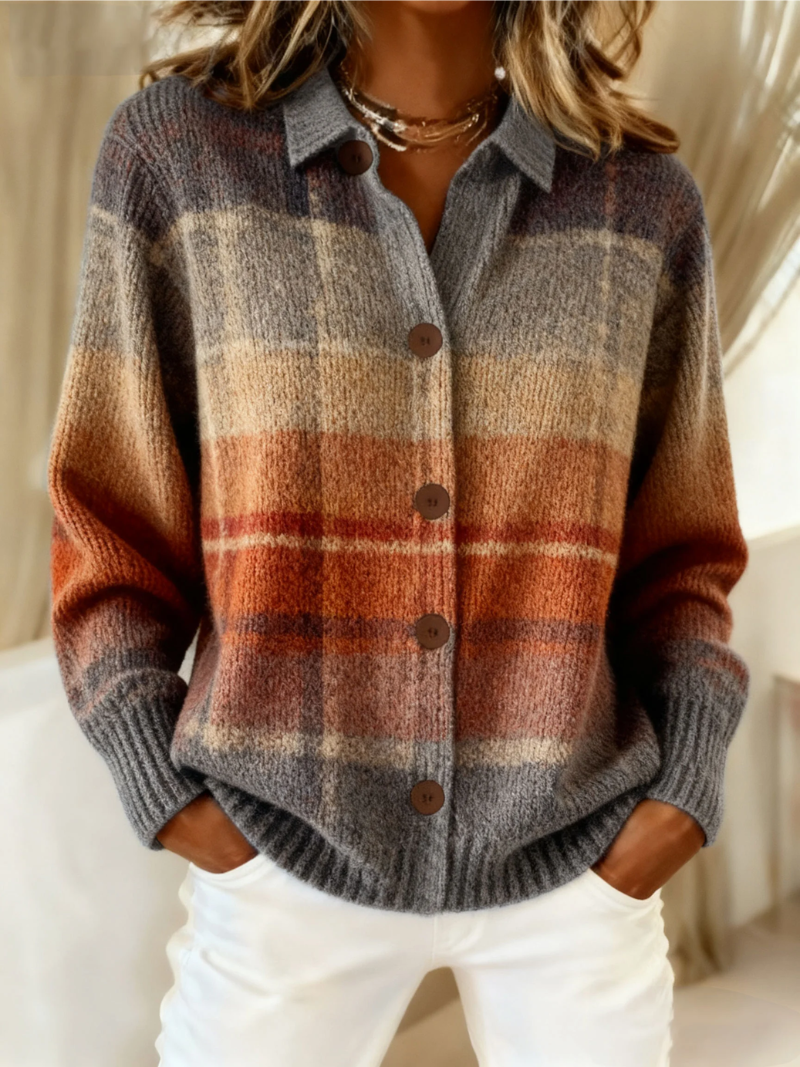 Edith - Cardigan à carreaux d'automne