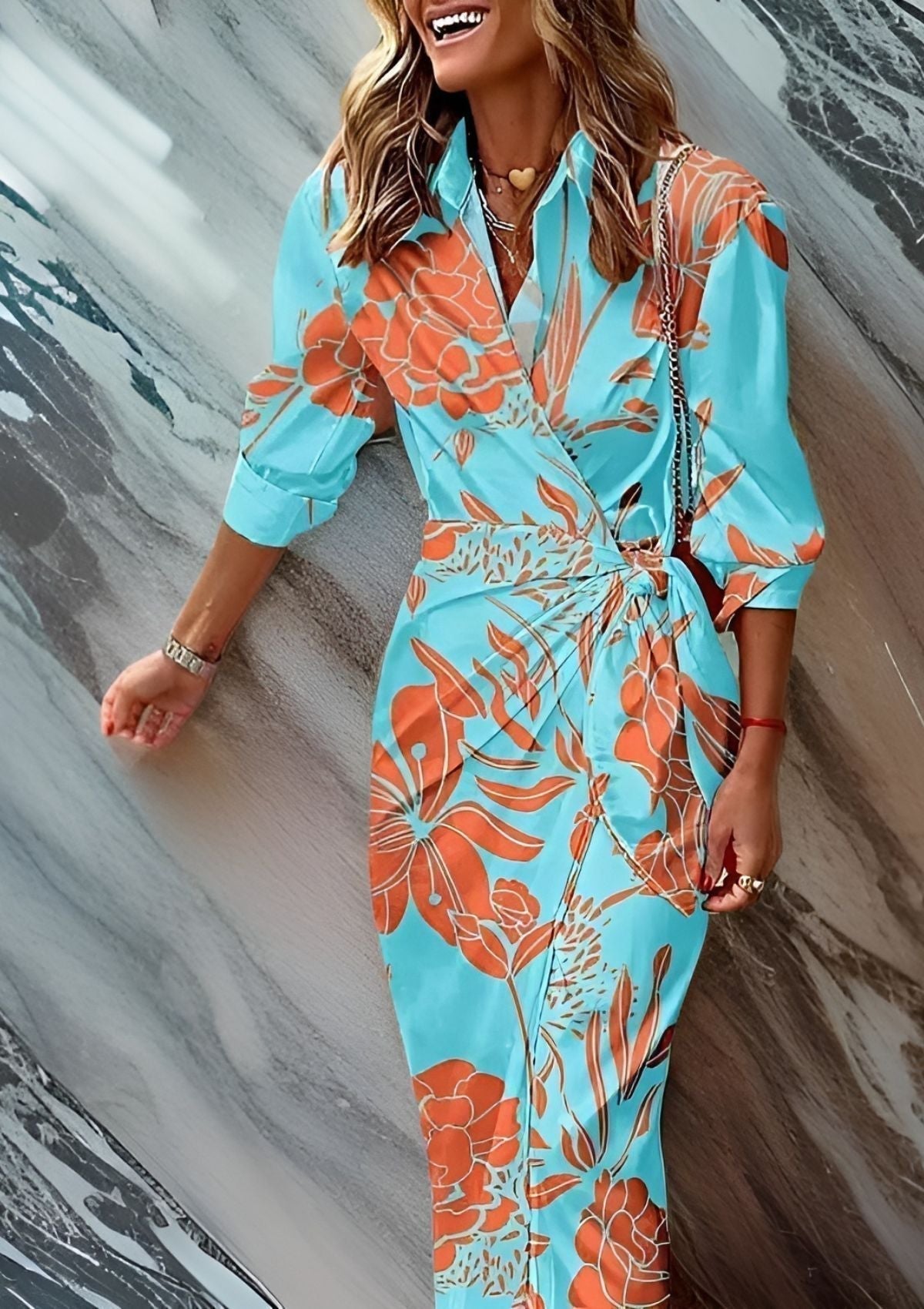 Olivia - Robe chemise cintrée à la taille