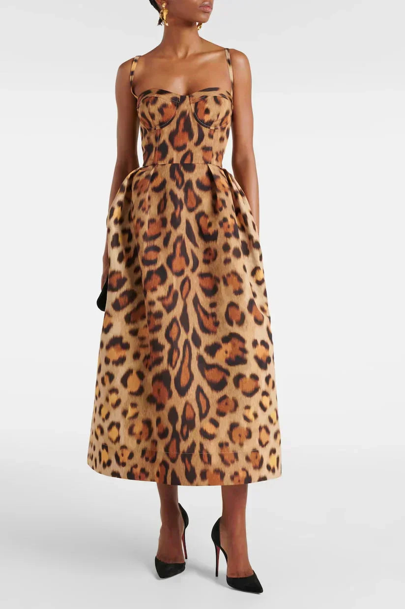 Tiana - Robe midi léopard