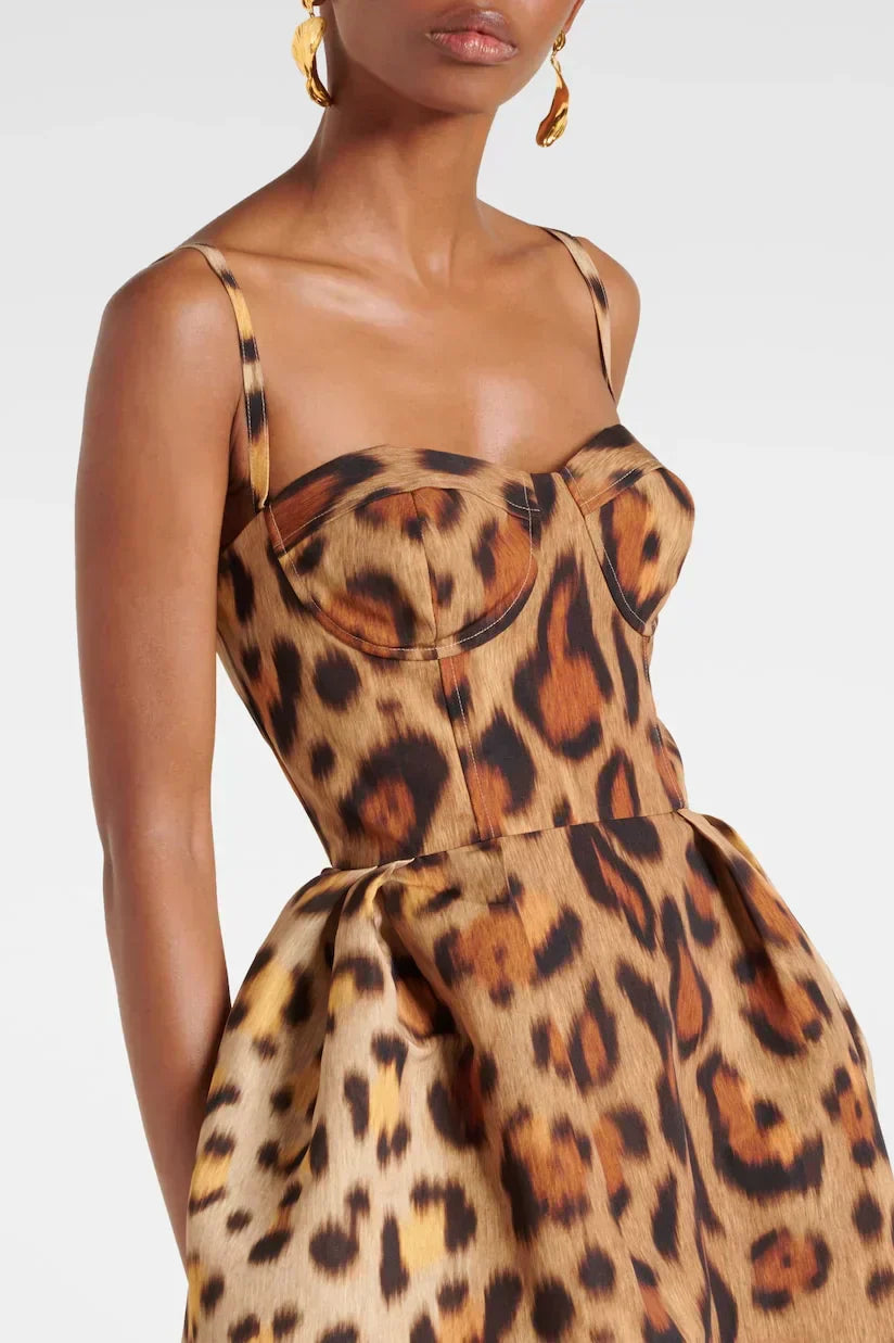 Tiana - Robe midi léopard