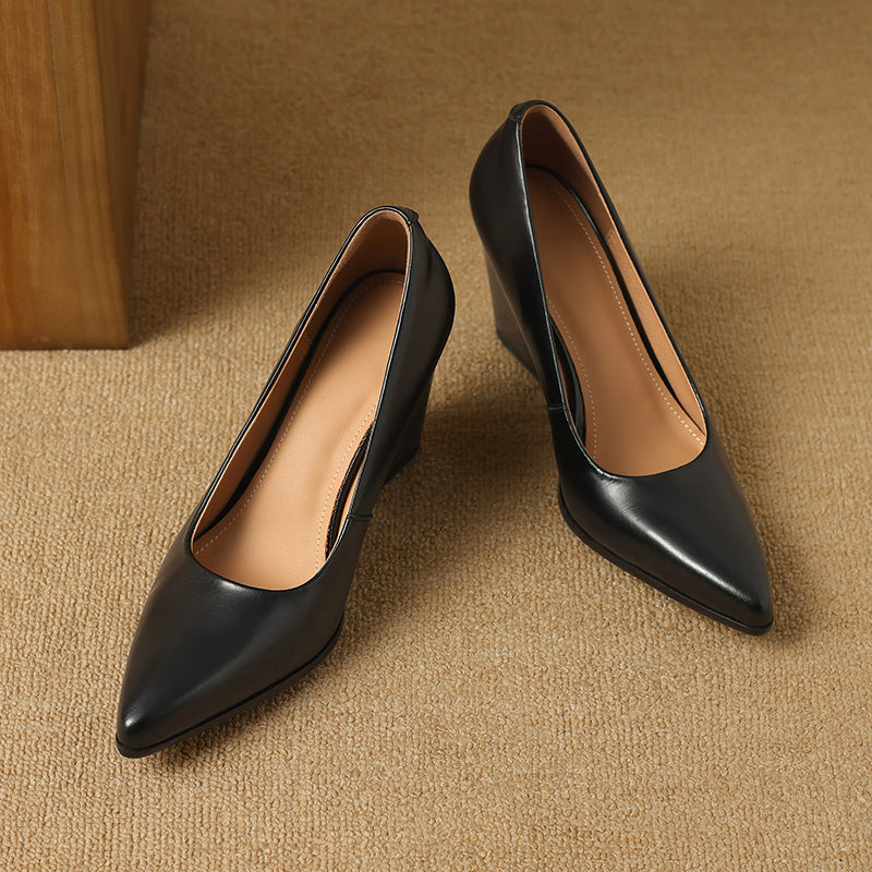 Venetia - Escarpins à talons blocs et bout pointu, talons de travail à enfiler
