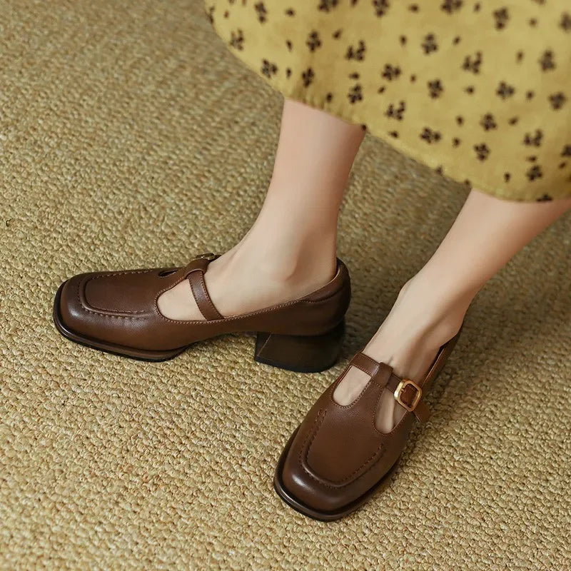 Wren - Chaussures Mary Jane à bride en T, bout carré, talon bloc bas