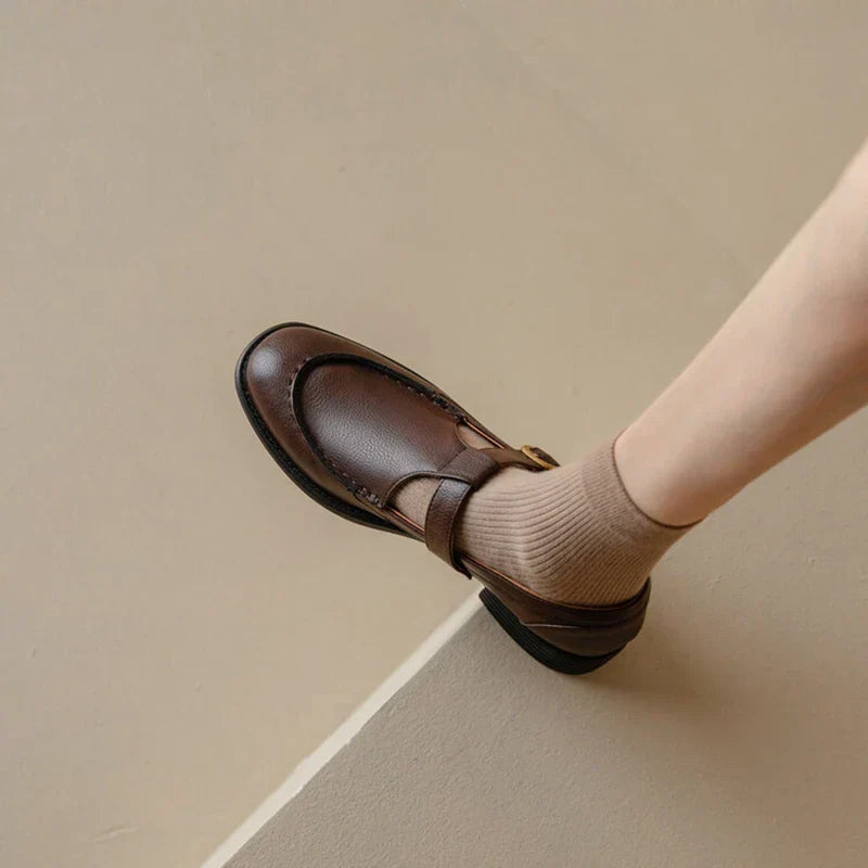 Delia - Chaussures Mary Jane rétro à bride en T, bout rond, talon bas