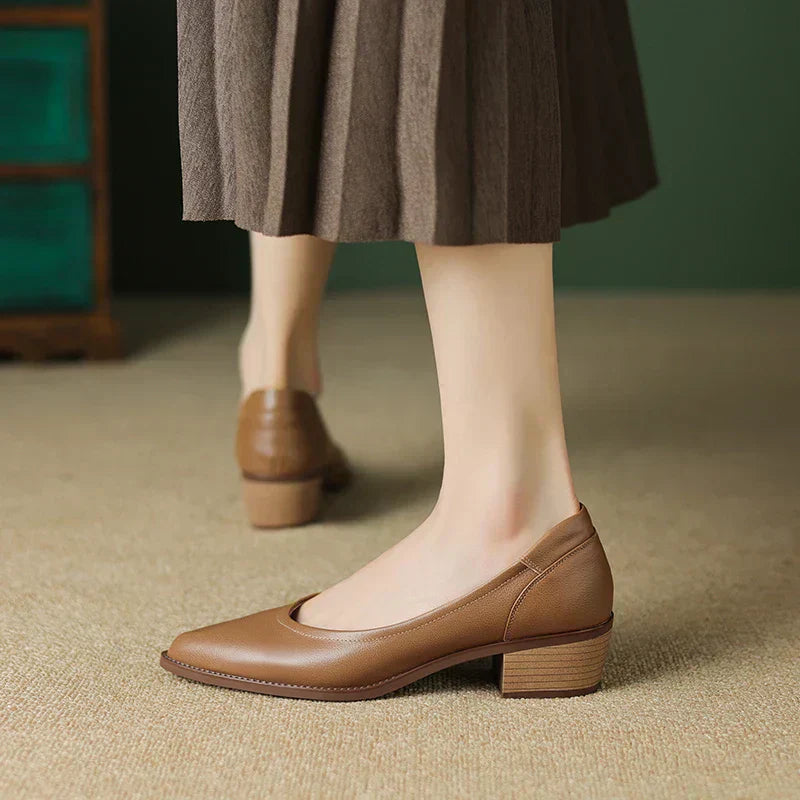 Cora - Escarpins à talons blocs à bout pointu et chaussures à talons mi-hauts
