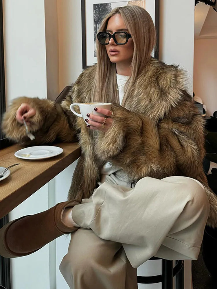 Kim - Manteau d'hiver en fourrure moelleuse, veste surdimensionnée en peluche