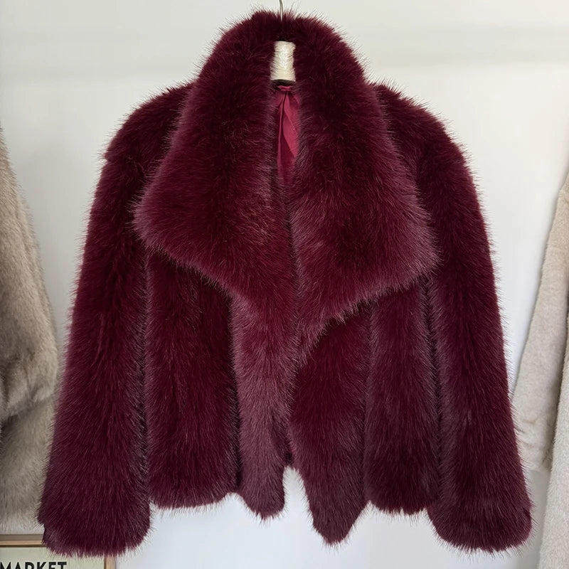 Nikki - Manteau d'hiver dégradé de fausse fourrure de luxe