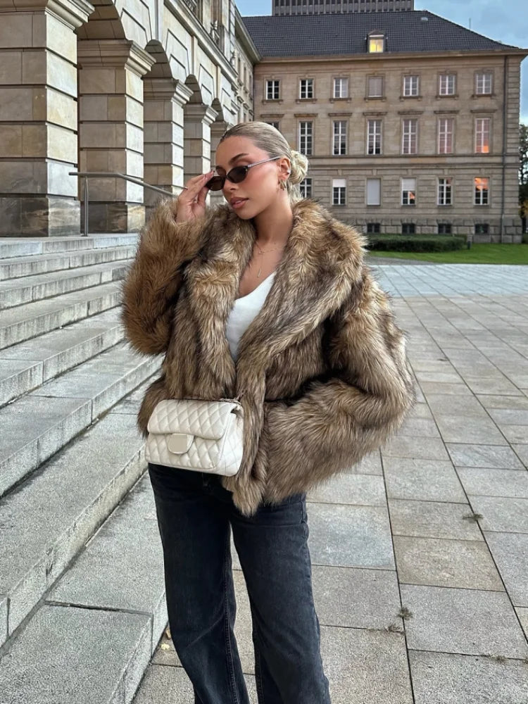 Kim - Manteau d'hiver en fourrure moelleuse, veste surdimensionnée en peluche