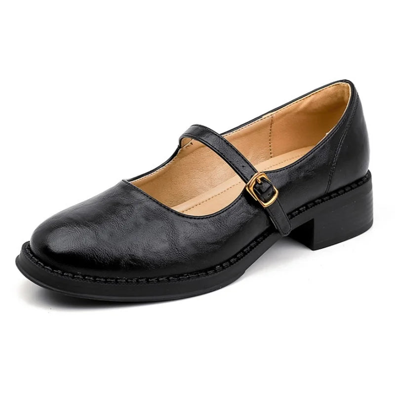 Eleanor - Chaussures Mary Jane en cuir avec bride à talon bloc bas