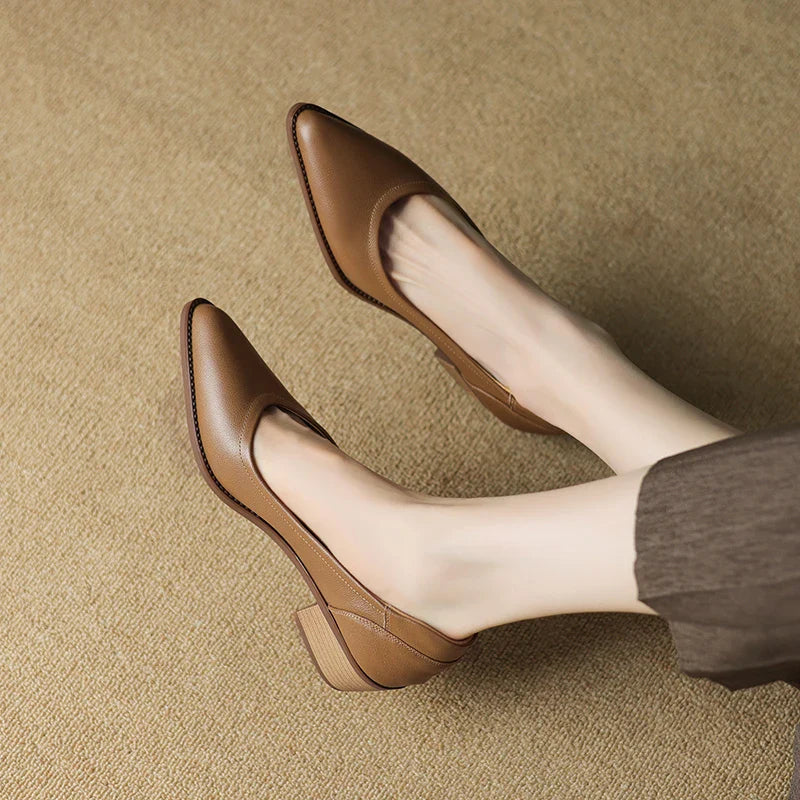 Cora - Escarpins à talons blocs à bout pointu et chaussures à talons mi-hauts
