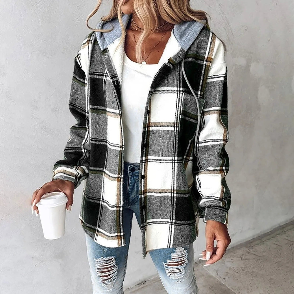 ELEANOR - Veste à capuche à carreaux