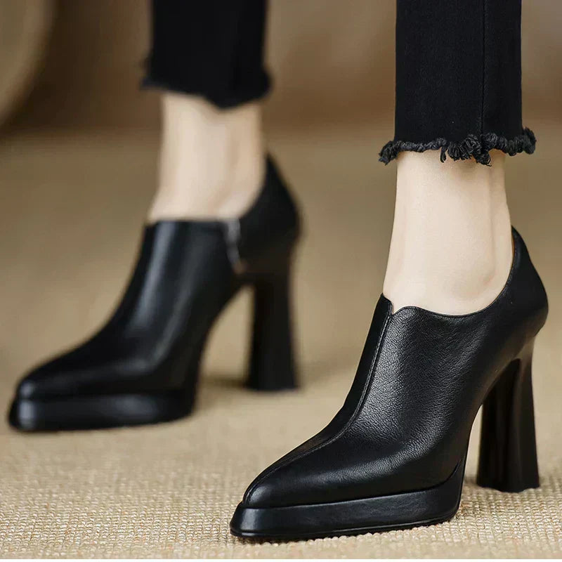 Giselle - Escarpins à talons hauts, plateforme, talon bloc, fermeture éclair latérale