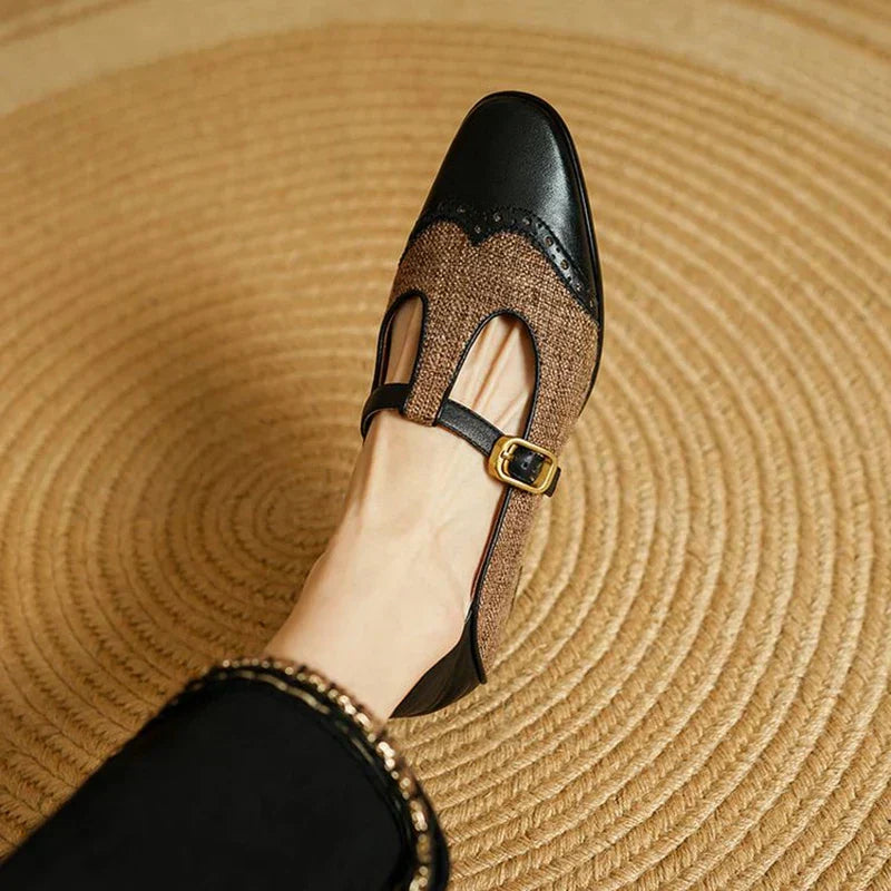 Cosima - Chaussures Mary Jane bicolores à bride en T et talon bas vintage
