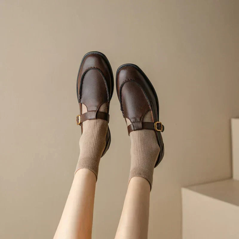 Delia - Chaussures Mary Jane rétro à bride en T, bout rond, talon bas