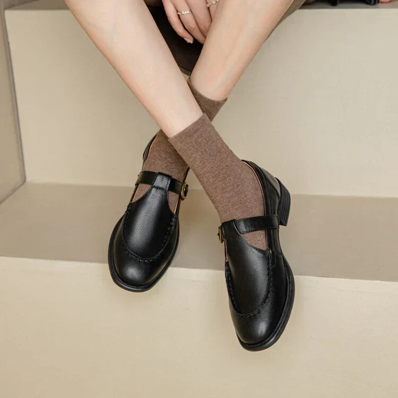 Delia - Chaussures Mary Jane rétro à bride en T, bout rond, talon bas
